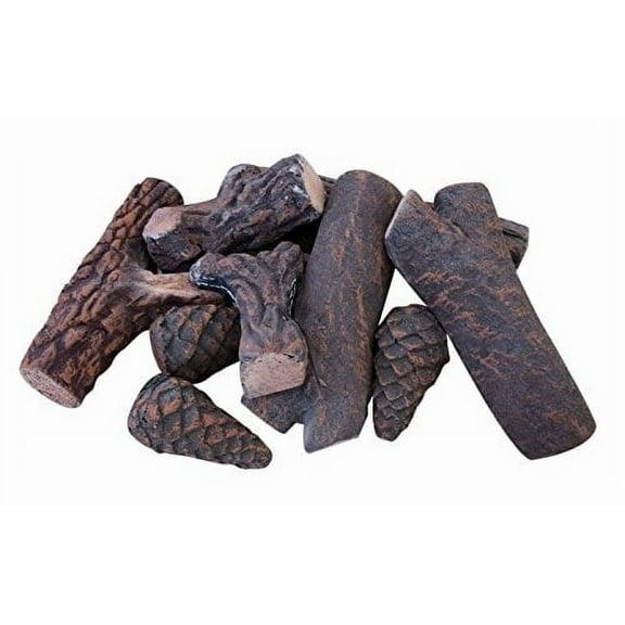 Small Gas Fireplace Logs 9 Piece Set of Ceramic Wood Logs. All Types of Indoor, Gas Inserts, Ventless & Vent Free, Electric, or Outdoor Fireplaces & Fire Pits. Realistic Clean Burning Accessories