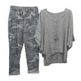 thumbnail image 2 of Ensembles pour Femmes Liquidation Ensemble Chemise à Manches Courtes Col Rond Imprimé + Pantalon Gris TTG, 2 of 8