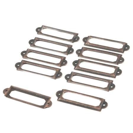 Metal Drawers Box Cabinet Name Tag Label Holder Copper Tone
