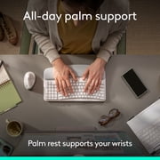 Logitech Wave Keys Wireless Ergonomic Keyboard with Cushioned Palm Rest, Comfortable Natural Typing, Easy-Switch, Bluetooth, Logi Bolt Receiver, for Multi-OS, Windows/Mac - Off White