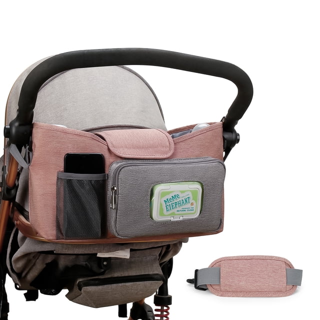 SPEKSEE Stroller Organizer Bag for Baby Essentials - Insulated Wipe Pocket, Multi-Function Storage for Outdoor Travel