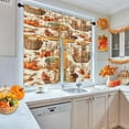 thumbnail image 3 of Fall Leaves Pumpkin Kitchen Window Curtains Valance and Tier Set 36 Inch, Autumn Leaf Orange Thanksgiving 3 Piece Window Treatment Tiers for Living Room Bedroom Kitchen Decor Drapes, 3 of 6