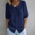 thumbnail image 5 of Vrorvz Printed Top Womens 3/4 Sleeve Button down Collared Tops Summer Business Blouses Casual Work Outfit, 5 of 5