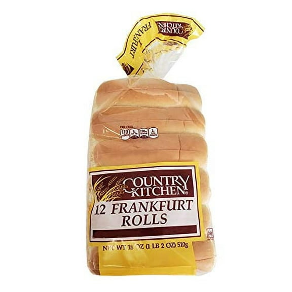Country Kitchen Frankfurter Rolls for Hot Dogs or Maine Lobster - Pack of 12 Count