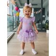 thumbnail image 5 of RUINIXCW Baby Girl First Birthday Cake Mesh Outfit 1st Birthday Clothes One Years Old Rainbow Sprinkles Fly Sleeve Romper Tulle Tutu Skirt Headband 3 Piece Set, 5 of 9