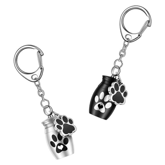NIAIZEK 2Pcs Pet Ashes Container Key Chain with Smooth Metal Urn Lid Assorted Colors