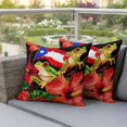 thumbnail image 5 of Outdoor Pillow Covers Country Red Flowers Frog Waterproof Pillow Cases 24x24 Set of 2, Puerto Rico Flag Throw Pillow Cover Pillowcase for Patio Balcony Couch Garden, 5 of 9
