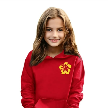 

ZKIRBJV Boys Pink Palm Puff Hoodie Everything Comes In Waves Print Soft Fleece Hoodies Casual Long Sleeve Sweatshirt with Pockets Winter Hooded Pullover Clothes Gift for Kids Red 11-12Years