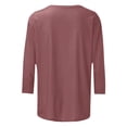 thumbnail image 5 of Fgnfyis T-Shirt Décontracté à Manches Trois-Quarts Col Rond Imprimé Verre de Vin Rouge de Noël pour Femmes Hauts Décontractés Vin m, 5 of 5