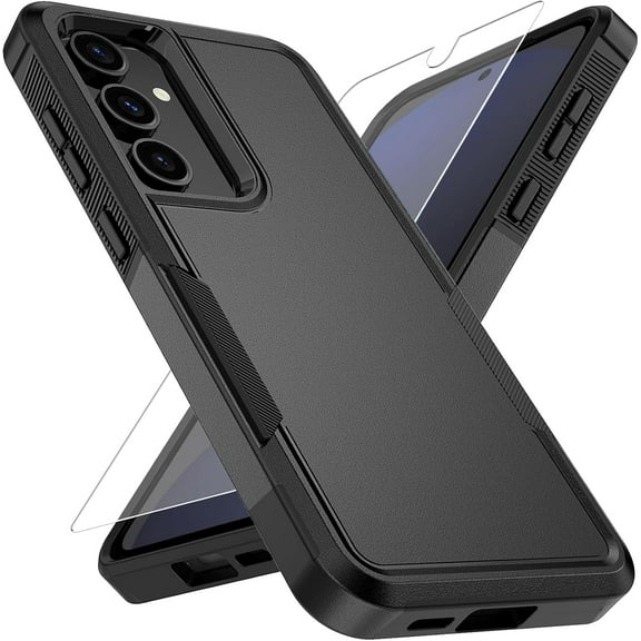 for Samsung Galaxy S25 Plus Case with HD Screen Protector, 10 FT Military Grade Drop Protection, Anti-Slip Phone Case, Black