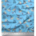 thumbnail image 1 of Soimoi Rayon Crepe Fabric Text,Floral & Eiffel Tower Architectural Print Fabric by the Yard 46 Inch Wide, 1 of 3