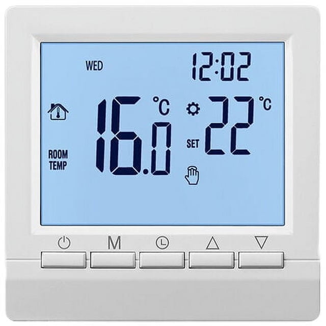 Termostato de calefacción eléctrica, perilla manual 16A, pantalla negativa, caracteres blancos sobre fondo negro, sin Wi-Fi - pantalla negativa, caracteres blancos sobre fondo negro, sin