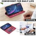 thumbnail image 5 of Case For iPhone 16e / 17e【RFID Blocking】with Multi-Card Holder Bills Slot, Calfskin-Texture Vegan Leather Magnetic Wallet Case,Red,For iPhone 16e / 17e, 5 of 10