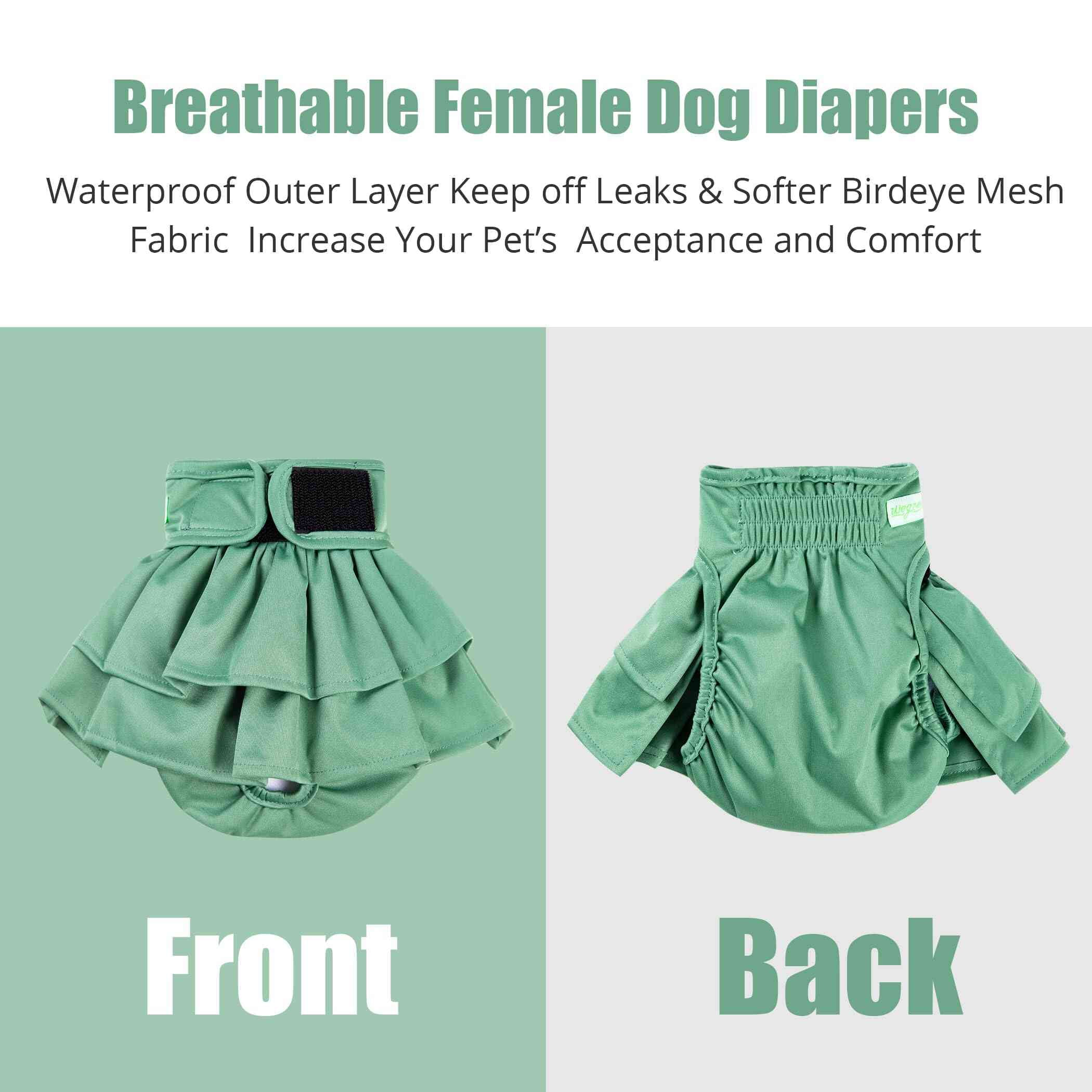 Wegreeco Washable Dog Diapers (3 Pack), Highly Absorbent Dog Diapers for Female Dogs, Reusable Dog Dresses for Dogs (Morandi-HLF, X-Large)