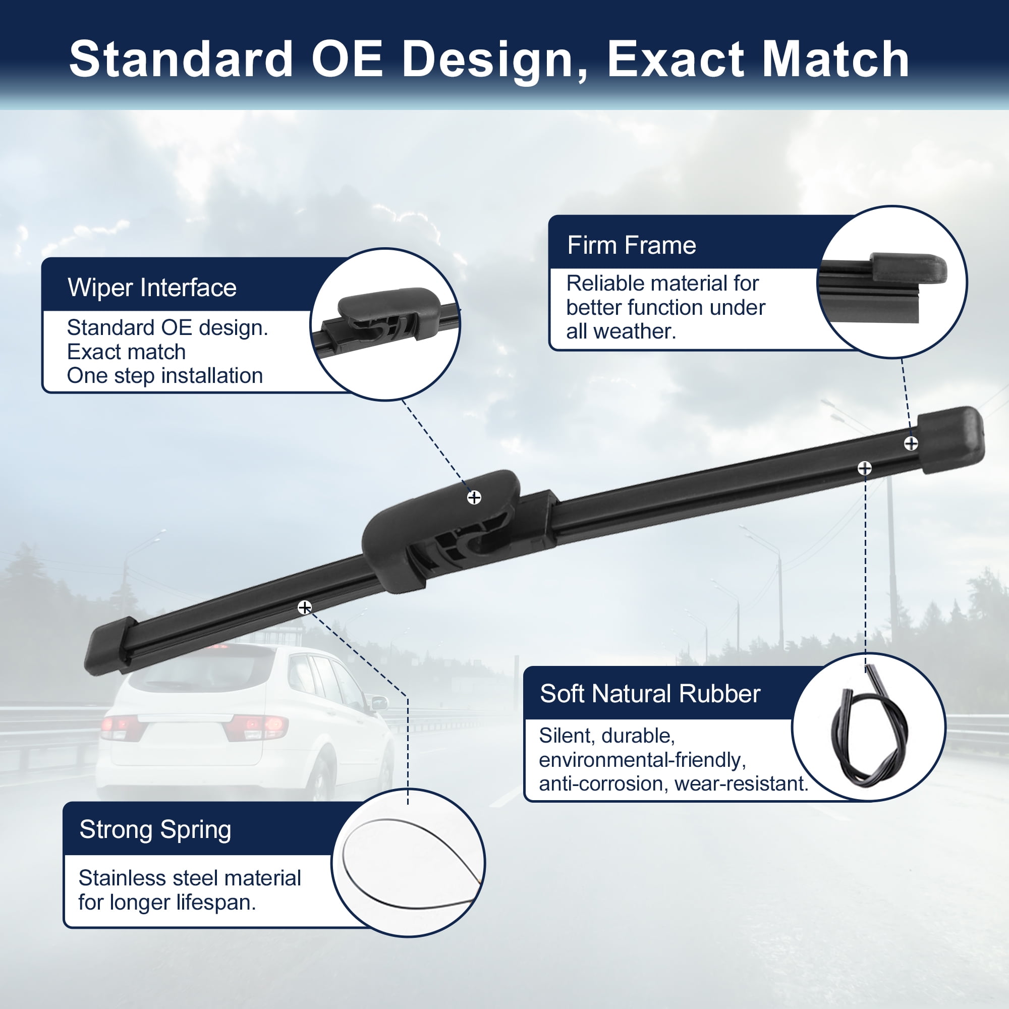 Unique Bargains 9" Rear Wiper Blade All Season Automotive Wiper Blade "Wiper Blade" - 9"