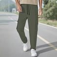 thumbnail image 2 of Men's Drawstring Casual Pants with Secure Pockets for Everyday Comfort and Versatile Wear Work Pants for Men Solid Casual Outdoor Pants Straight Type Trousers, 2 of 4