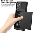 thumbnail image 3 of for Samsung Galaxy S23 Case Wallet Credit Card Holder ID Slot Sliding Door Hidden Pocket Men Women Anti-Scratch Dual Layer Hybrid Bumper Armor Protective Shell Back Cover 6.1" Black, 3 of 14