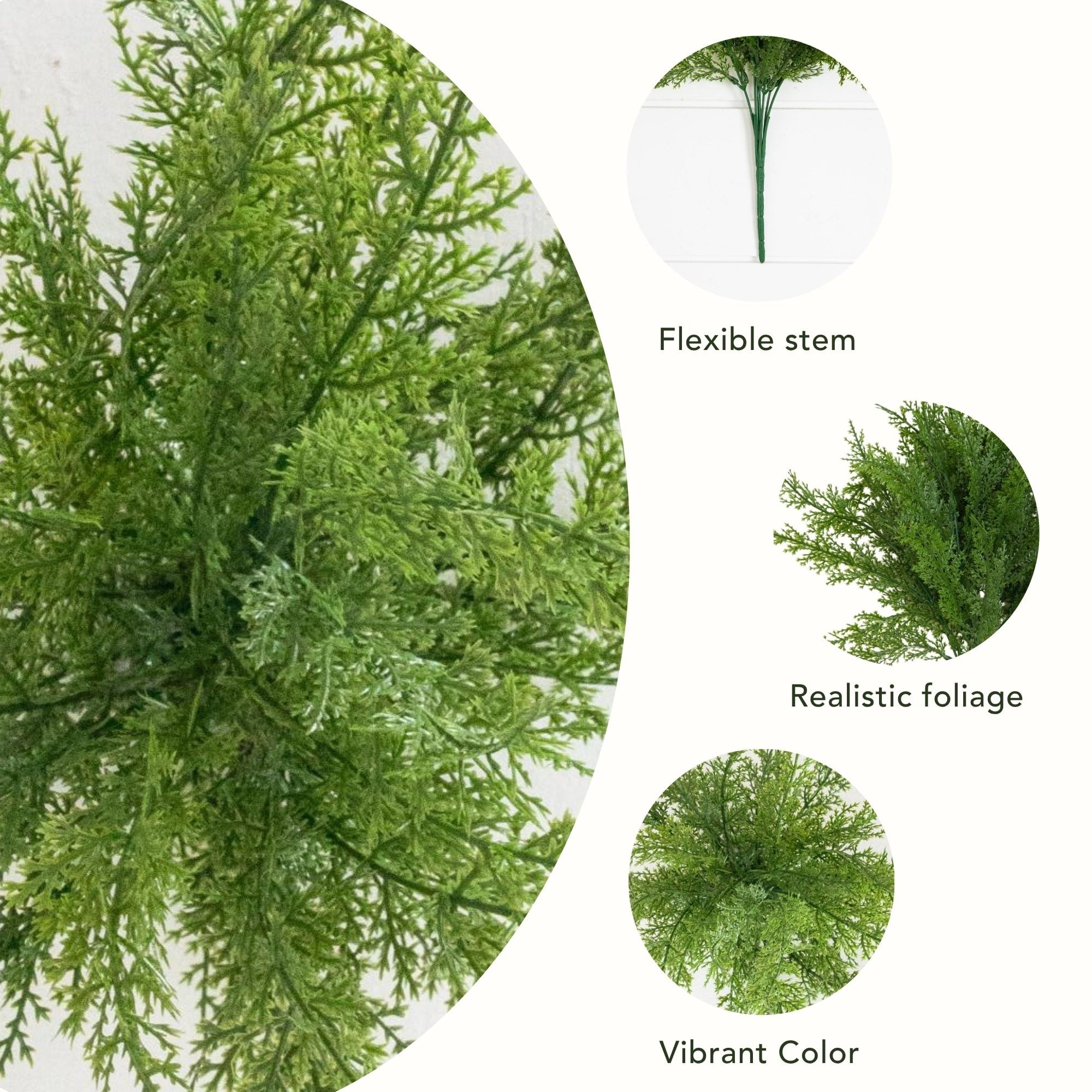 15in. UV Resistant Artificial Cedar Bush (Indoor/Outdoor) - Set of 4