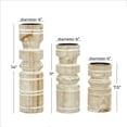 thumbnail image 4 of DecMode 3 Candle Brown Wood Pillar Candle Holder with White Wash Finish, Set of 3, 4 of 8