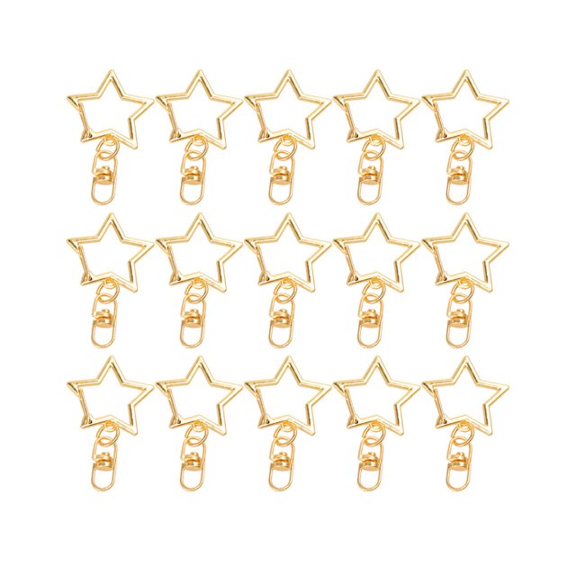 24Pcs Alloy Key Holder Waist Hanging Key Holder Exquisite Star Shaped Car Business Keychain Metal Keyring without Case(Golden)