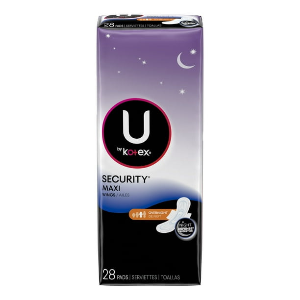 U By Kotex Security Maxi Menstrual Pads With Wings Overnight Unscented 28 Count Walmart Com Walmart Com
