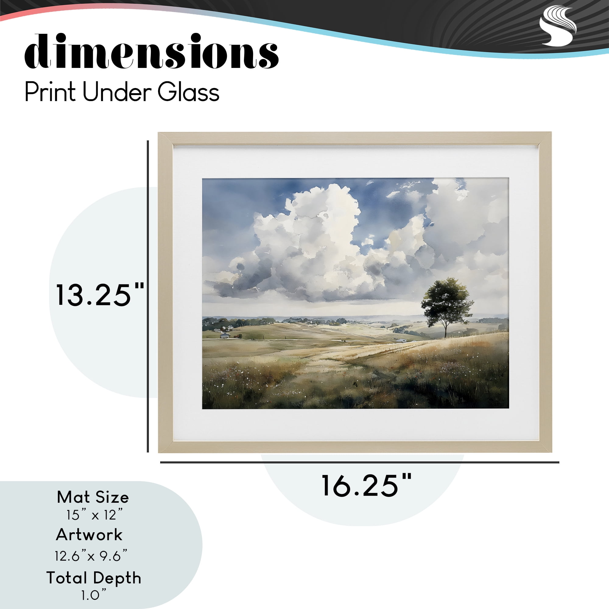 Stupell Industries Pretty Hills with Solitary Tree Birch Framed Print Under Glass, design by Franklyn Gregory
