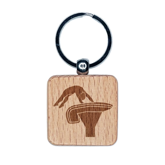 Vault Artistic Gymnastics Square Keychain Charm Tag - Engraved Wood