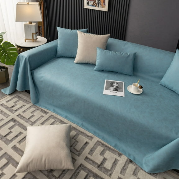 XiHuaZhaoChen Waterproof Nonslip Beige Sofa Throw Cover for 3 Seater Sofa - Extra Large Universal Sofa Blanket for Kids Pets Dogs Cats,Blue,L: 102"x82"