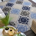 thumbnail image 7 of Oasis Modern Medallion Blue and Cream Polypropylene Indoor Outdoor Area Rug, 8'x8' Round, 7 of 7