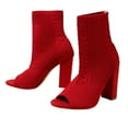 thumbnail image 4 of Juosiy Women's Open Pointed Toe Ankle Boots Knit Chunky Heel Breathable Slip On Dress Sock Shoes, 4 of 8