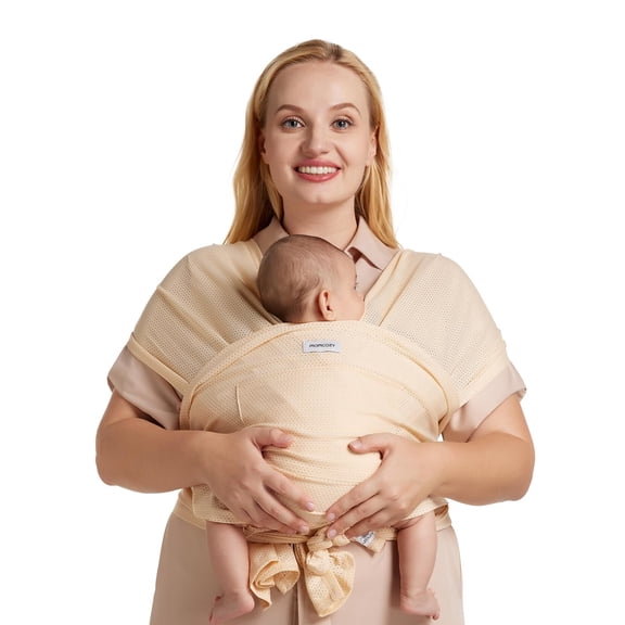 Momcozy Fular Bebé Elastico Portabebé Ergonomico Canguro para Bebés 3,6 a 15,8 kg, Tejido Refrescante de Malla de Aire