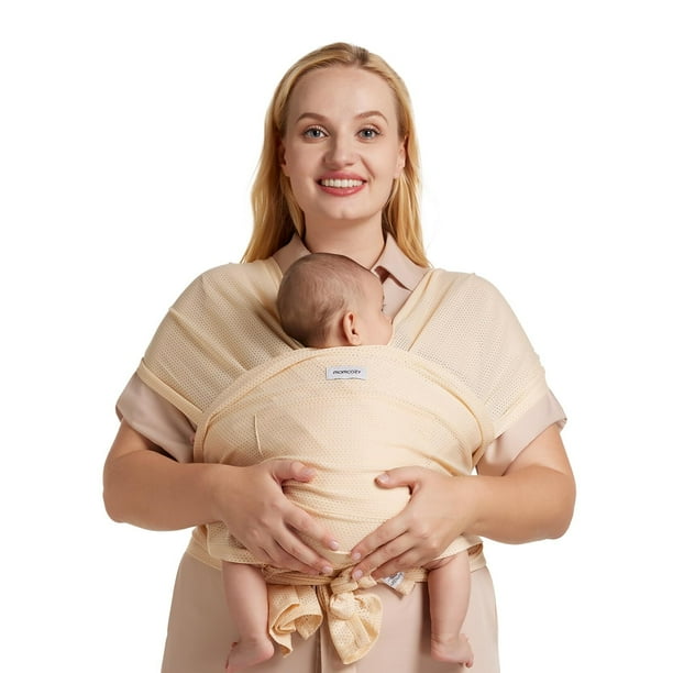 Momcozy Fular Bebé Elastico Portabebé Ergonomico Canguro para Bebés 3,6 a 15,8 kg, Tejido Refrescante de Malla de Aire