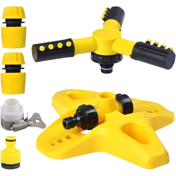 Water Sprinkler for Lawn, 3-Arm 360 Degree Rotating Adjustable Sprayer for Garden