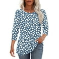 thumbnail image 5 of Hvot&aat Womens 3/4 Length Sleeve Tops Plus Size Crewneck Loose Fit Casual Shirts, 5 of 7