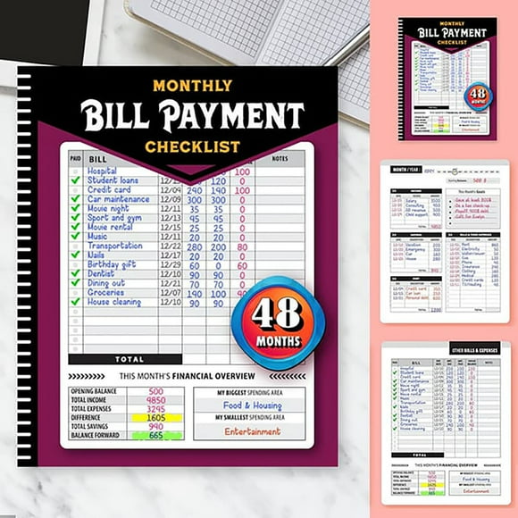 Tanjnj Clearance Monthly Bill Payment Checklist: Bill Notebook the 4 Year for Families & 960 Billing Records Included!