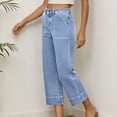 thumbnail image 5 of Women's High Waisted Stretchy Wide Leg Cropped Jeans Pull On with Pockets Summer, 5 of 6