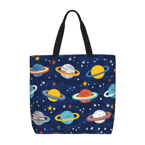 Balery Planets and Stars Bolsa de Mano para Mujeres con Cremallera, Bolsa de Gimnasio con Compartimentos, Bolsa para Laptop, Bolsa para Trabajo