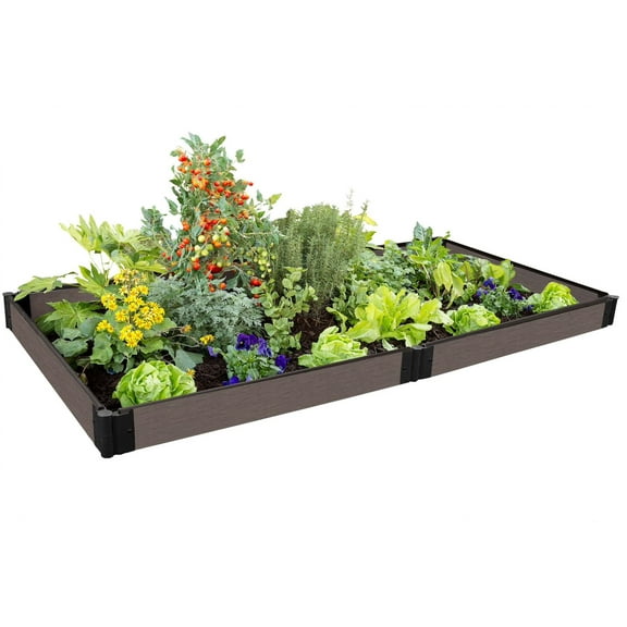 Frame It All Tool-Free Weathered Wood Raised Garden Bed 4' x 8' x 5.5" - 1" profile