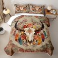 thumbnail image 2 of jejeloiu Floral Bull Skull Western Twin Quilt Set Kids,Boho Farm Print Twin Coverlet Set,2pcs, 2 of 7