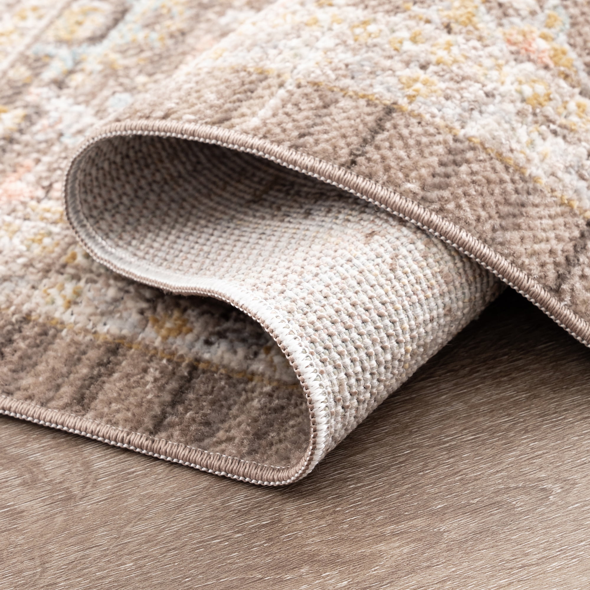 Crestwood Traditional Oriental 2'3'' x 7'7'' Brown and Aqua Polyester Indoor Runner Rug, 2'3'' x 7'7''