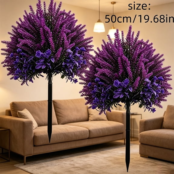 Artificial Flowers Lavender Purple Stake Decoration for Outdoor Courtyard Garden Landscaping 50cm