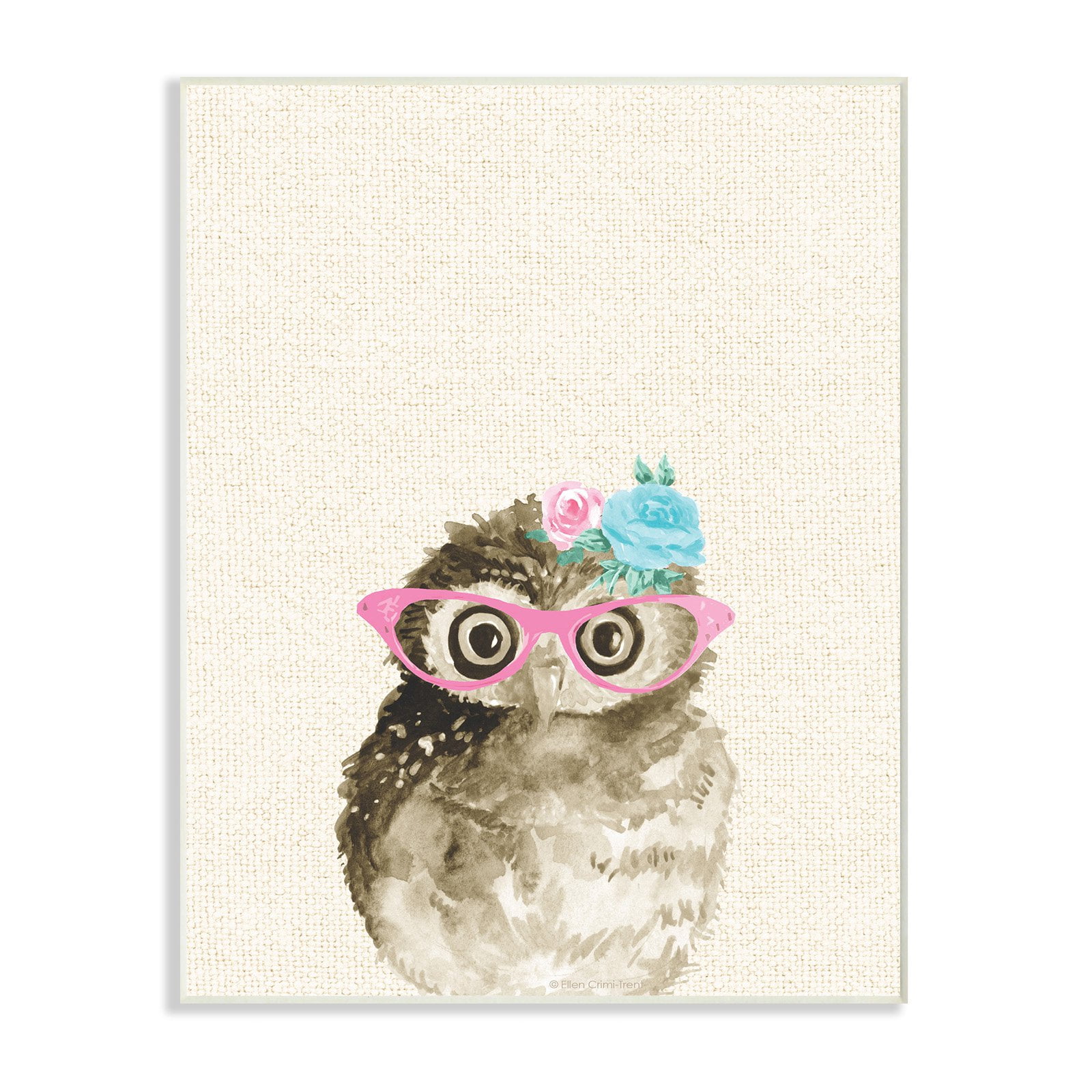 The Kids Room by Stupell Woodland Owl with Cat Eye Glasses Oversized Framed Giclee Texturized Art, 16 x 1.5 x 20
