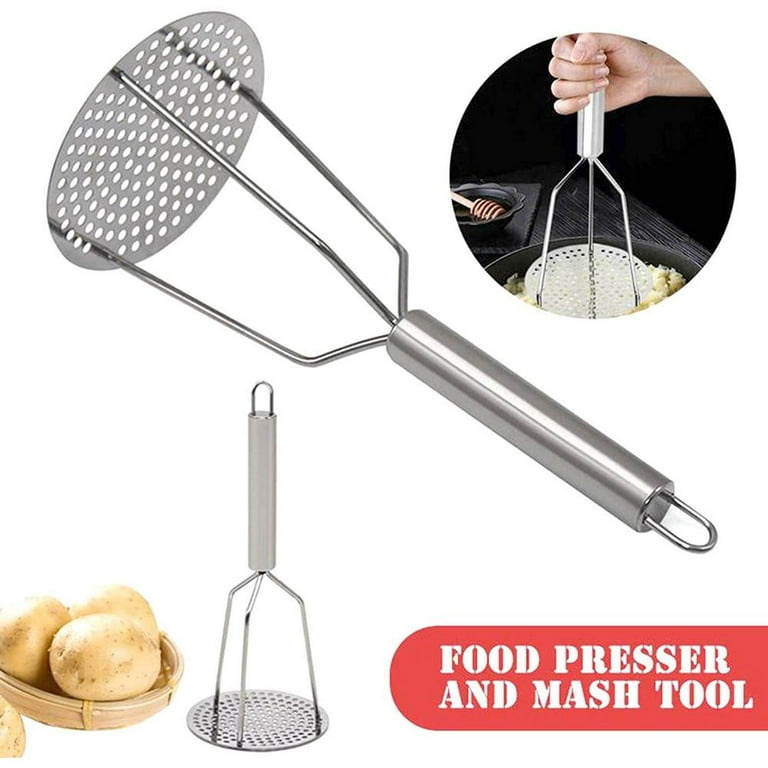 Idoker Potato Masher Stainless Steel Potato Ricer Potato Masher Hand Masher Kitchen Tool Ricer for Mashed Motatoes Dual-Press Design