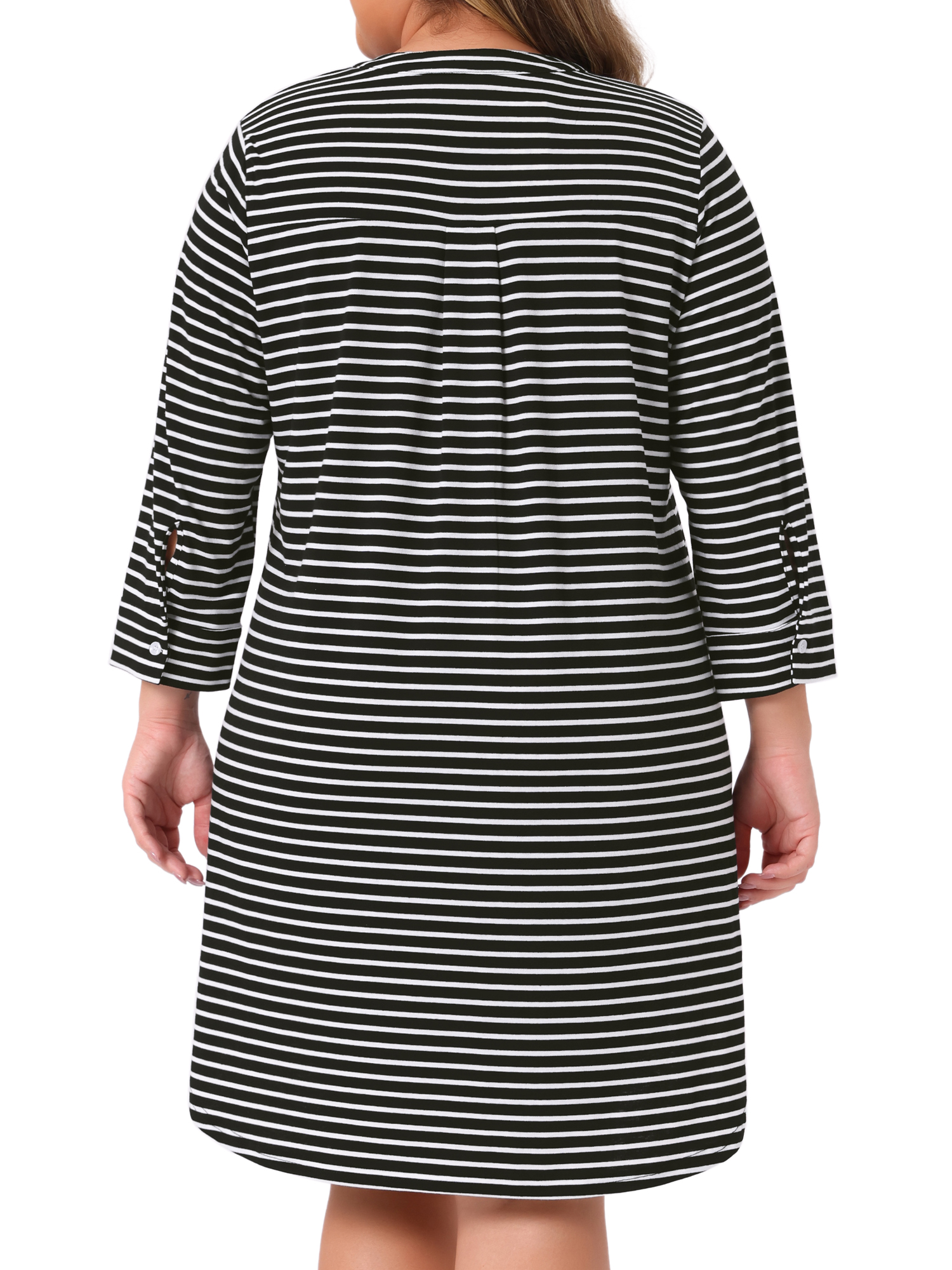 DARING DIVA Women's Plus Size Button Down V Neck 3/4 Sleeve Nightgown 1X Black