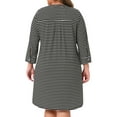 thumbnail image 4 of DARING DIVA Women's Plus Size Button Down V Neck 3/4 Sleeve Nightgown 3X Black, 4 of 7