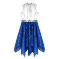 thumbnail image 3 of IEFIEL Girls Praise Lyrical Dance Dress Sleeveless Bronzing Bodice Liturgical Worship Dance Costume Royal Blue 16, 3 of 7