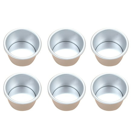

6Pcs 2Inch Round Mini Cake Pan Removable Bottom Puddings Mold Baking Mold Pan Bakeware Tool DIY