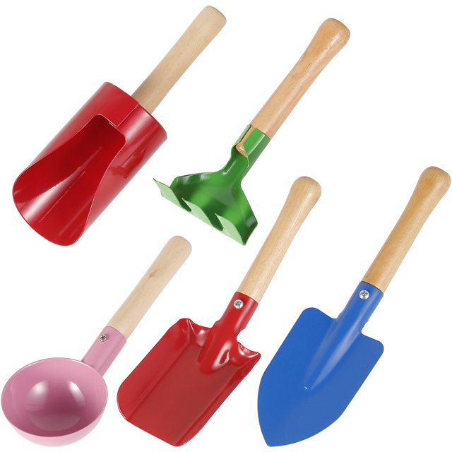 Muyoka Juego de herramientas de jardinería para niños, material de seguridad para juguetes de jardín, regadera, pala cuadrada, pala puntiaguda, cuchara, barril de pala, rastrillo, cubo de hierro, rega Muyoka Hogar