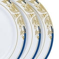 thumbnail image 4 of BalsaCircle 10 White Plastic Salad 8" Plates Royal Blue Gold Trim Disposable Tableware, 4 of 8