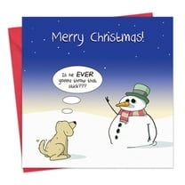 Twizler Funny Christmas Card with Dog & Stick - Humor Dog Merry Christmas Card - Dog Happy Xmas Card